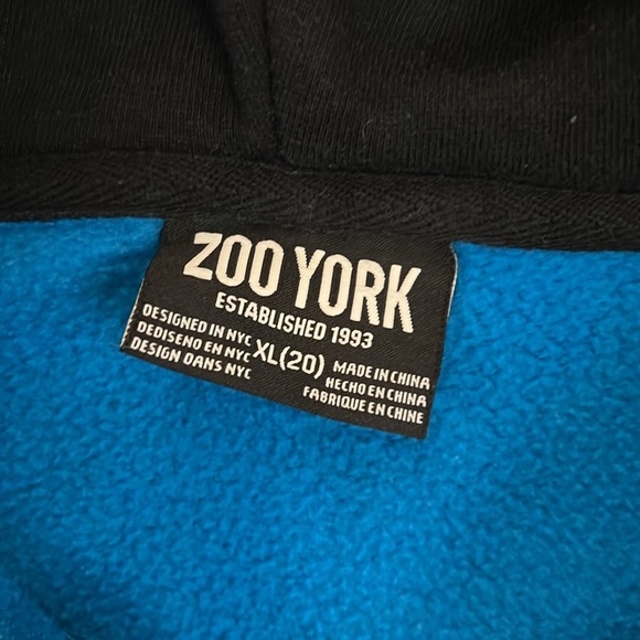 Zoo York Zip-Up Hoodie Sweatshirt Embroidered Blue/Black Long Sleeve Skate XL/20 - Picture 2 of 11